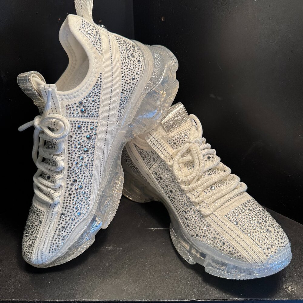STEVE MADDEN GLITZ WALKING SHOE/TRAINER WHITE 9.5